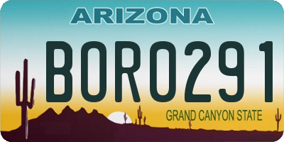 AZ license plate BOR0291