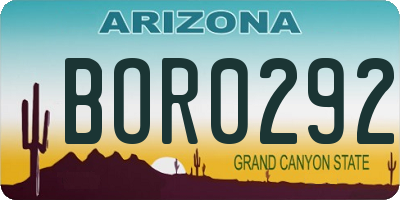 AZ license plate BOR0292