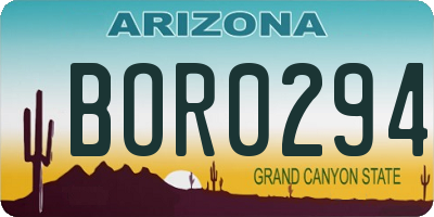 AZ license plate BOR0294