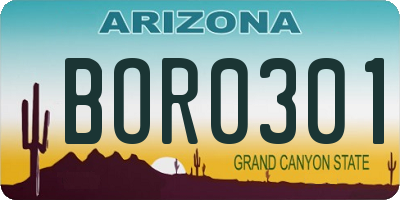 AZ license plate BOR0301