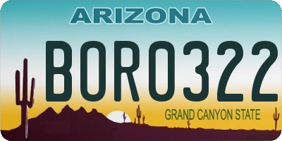 AZ license plate BOR0322
