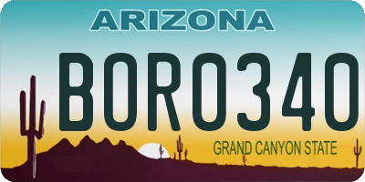 AZ license plate BOR0340