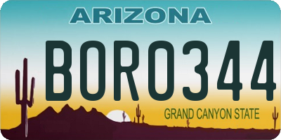 AZ license plate BOR0344