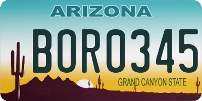 AZ license plate BOR0345