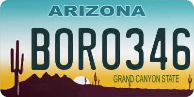 AZ license plate BOR0346