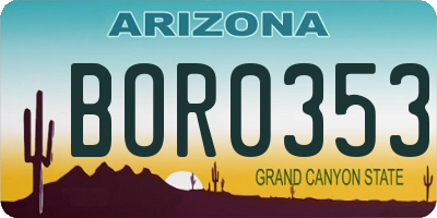 AZ license plate BOR0353