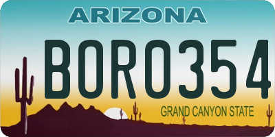 AZ license plate BOR0354