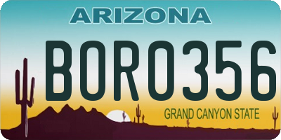 AZ license plate BOR0356