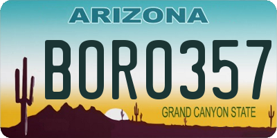 AZ license plate BOR0357