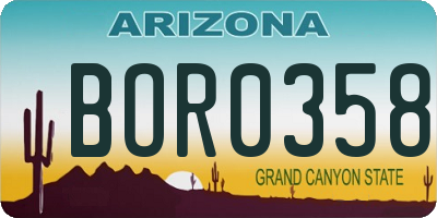 AZ license plate BOR0358