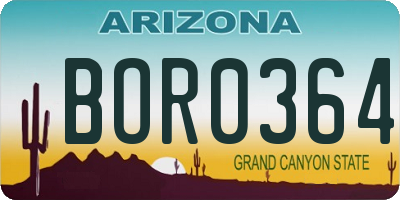 AZ license plate BOR0364