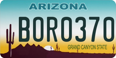 AZ license plate BOR0370