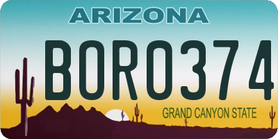 AZ license plate BOR0374