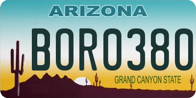 AZ license plate BOR0380