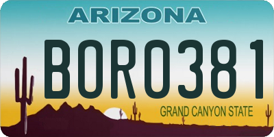 AZ license plate BOR0381
