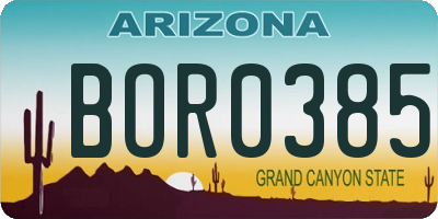 AZ license plate BOR0385