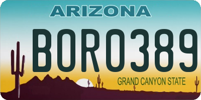 AZ license plate BOR0389