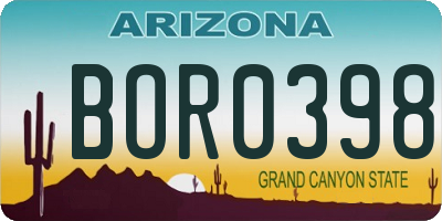 AZ license plate BOR0398