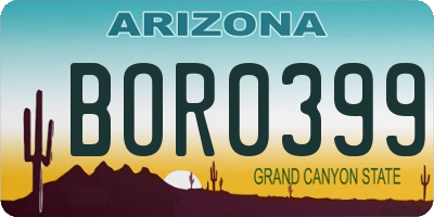 AZ license plate BOR0399