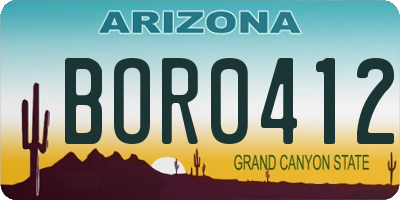 AZ license plate BOR0412