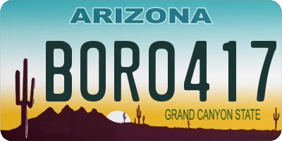AZ license plate BOR0417