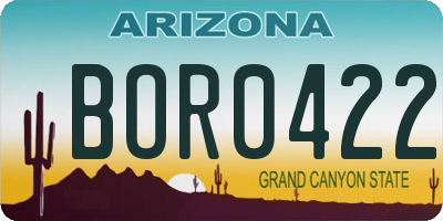 AZ license plate BOR0422