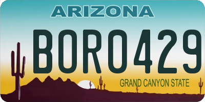 AZ license plate BOR0429