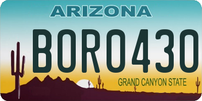 AZ license plate BOR0430
