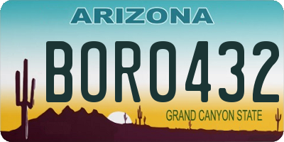 AZ license plate BOR0432