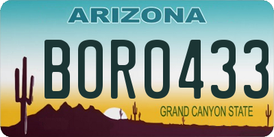 AZ license plate BOR0433