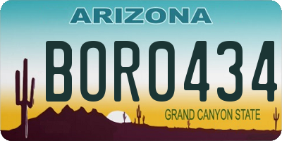 AZ license plate BOR0434