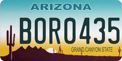 AZ license plate BOR0435