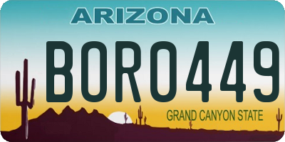 AZ license plate BOR0449