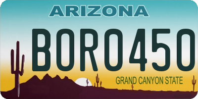 AZ license plate BOR0450