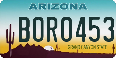 AZ license plate BOR0453
