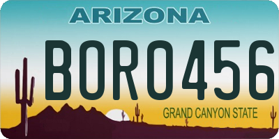AZ license plate BOR0456