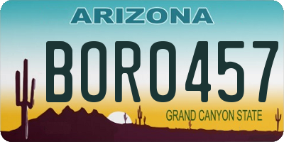 AZ license plate BOR0457