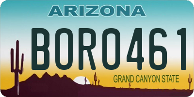 AZ license plate BOR0461