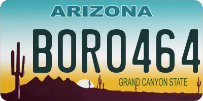 AZ license plate BOR0464