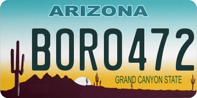 AZ license plate BOR0472