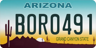 AZ license plate BOR0491