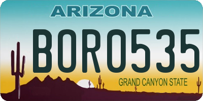 AZ license plate BOR0535