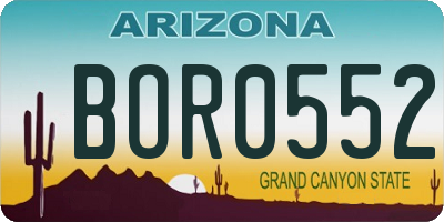 AZ license plate BOR0552