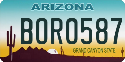 AZ license plate BOR0587
