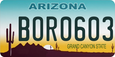 AZ license plate BOR0603