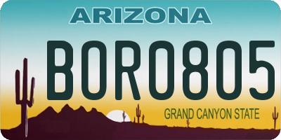 AZ license plate BOR0805