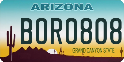 AZ license plate BOR0808