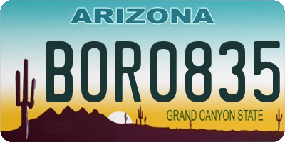 AZ license plate BOR0835