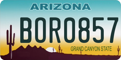 AZ license plate BOR0857