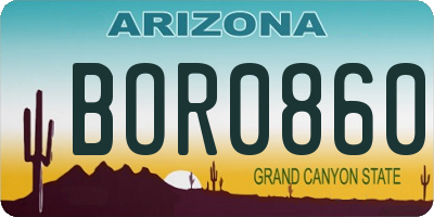 AZ license plate BOR0860
